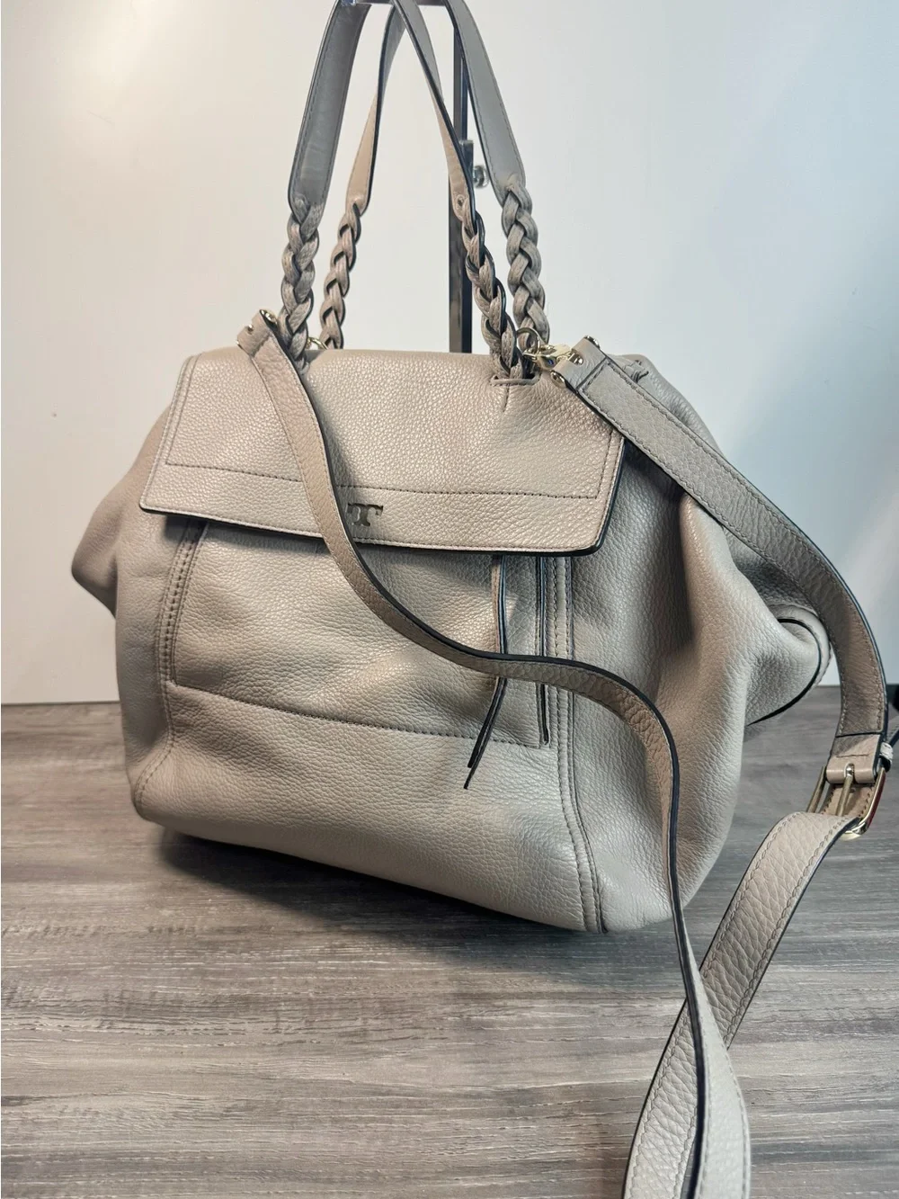 Tory Burch Half Moon Satchel French Gray IMMACULATE